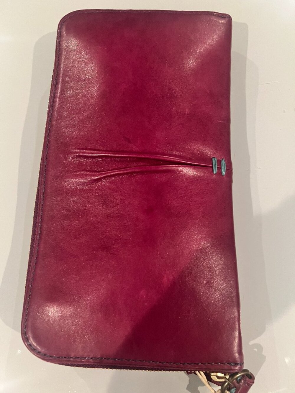 49 Square Miles NWT Large Clingy Clutch Wine Burgundy Italian Lambskin Leather 4